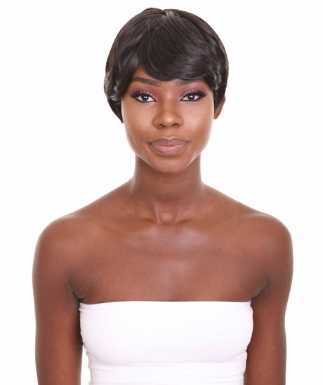 Nunique Women's 10" in. Capless Cap Heat Resistant Iconic Short Black Pixie Wig - Designed with Adjustable Lining for Universal Comfort - Heat Resistant Synthetic Fibers