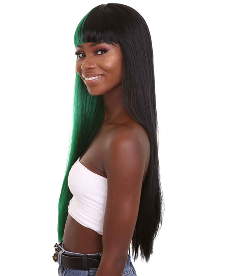 Double Entendre - Lace Split Dye Blow Out in Dark Green and Black - Adult Fashion Wig | Nunique