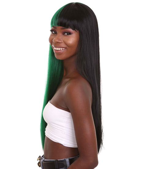 Double Entendre - Lace Split Dye Blow Out in Dark Green and Black - Adult Fashion Wig | Nunique