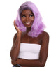 Nunique Adult Women's 14" In. Fashion Blogger Mom Wig - Shoulder Length Electric Purple Hair With Dark Roots