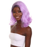 Nunique Adult Women's 14" In. Fashion Blogger Mom Wig - Shoulder Length Electric Purple Hair With Dark Roots