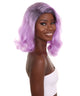 Nunique Adult Women's 14" In. Fashion Blogger Mom Wig - Shoulder Length Electric Purple Hair With Dark Roots