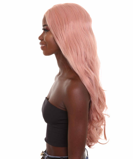 Anya - Nunique Women's  30" Wavy Lace Front Heat Resistant Fashion Icon Wig - Extra Long Length Pink Hair - Easy to Wear and Simple to Maintain