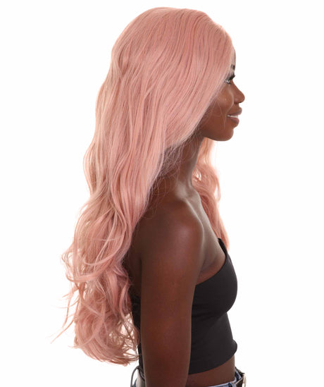 Anya - Nunique Women's  30" Wavy Lace Front Heat Resistant Fashion Icon Wig - Extra Long Length Pink Hair - Easy to Wear and Simple to Maintain