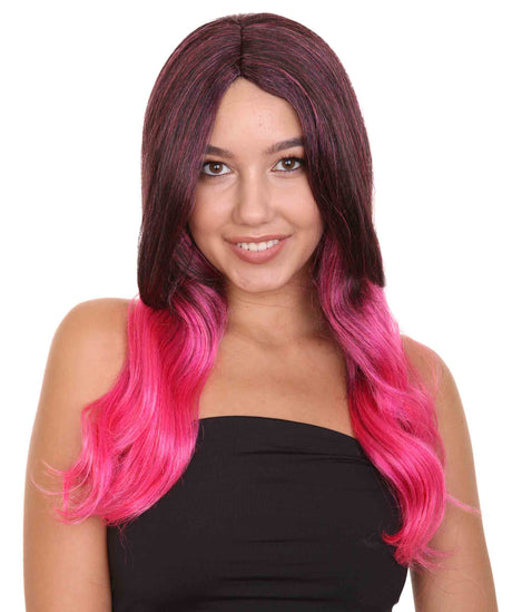 Long Neon Ombre Center Part with Loose Curls - Cosplay Wigs | HPO