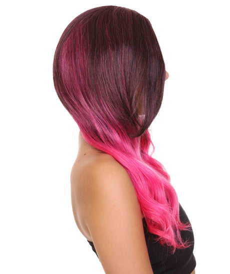 Long Neon Ombre Center Part with Loose Curls - Cosplay Wigs | HPO
