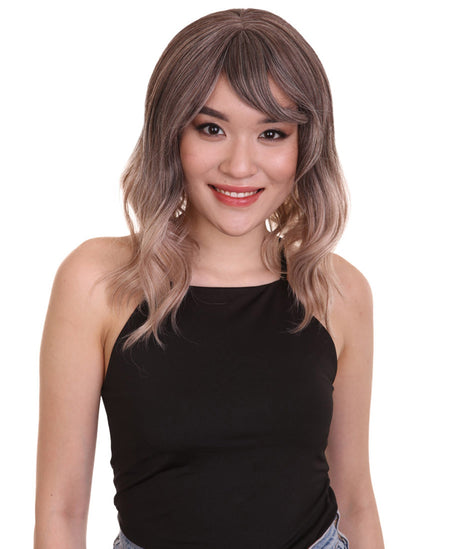 Amie - Women's Shoulder Length Wavy Wig with Face Framing Bangs - Fashion Wig | NU