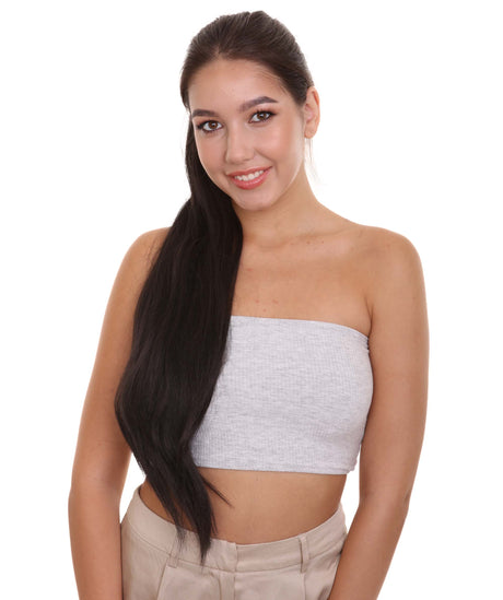 Styless Adult Women's Extra Long 32" In. Dark Brown Ponytail Extension - Heat Resistant Synthetic Fibers - Hair Clip Extension