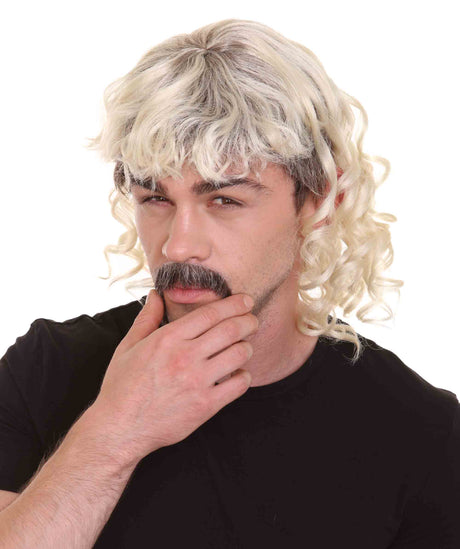 Adult Men's Zookeeper of Animals Mullet With HandleBar Mustache