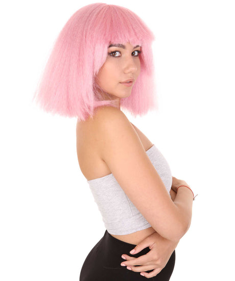 Women's Angular Afro Bob with Extra Long Bangs - Adult Halloween Wigs | HPO