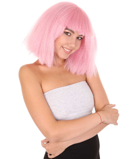 Women's Angular Afro Bob with Extra Long Bangs - Adult Halloween Wigs | HPO