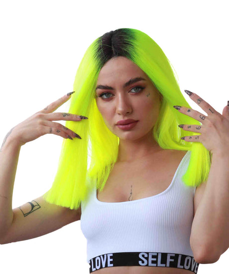 See Me Women's Mid Length Lace Front Straight Hair With Dark Roots - Adult Fashion Wigs | Nunique