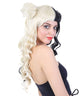 Women's Long Curly Two Tone Half Up Double Bun Wig with Bangs - Halloween Wigs | HPO
