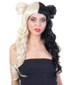 Women's Long Curly Two Tone Half Up Double Bun Wig with Bangs - Halloween Wigs | HPO