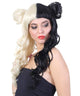 Women's Long Curly Two Tone Half Up Double Bun Wig with Bangs - Halloween Wigs | HPO