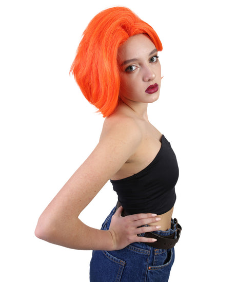 Women's Neon Textured Orange Short Sexy Party Bob Wig with Layers - Halloween Wigs | HPO