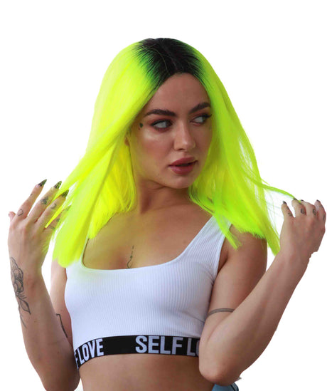 See Me Women's Mid Length Lace Front Straight Hair With Dark Roots - Adult Fashion Wigs | Nunique