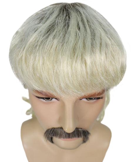Adult Men's Zookeeper of Animals Mullet With HandleBar Mustache