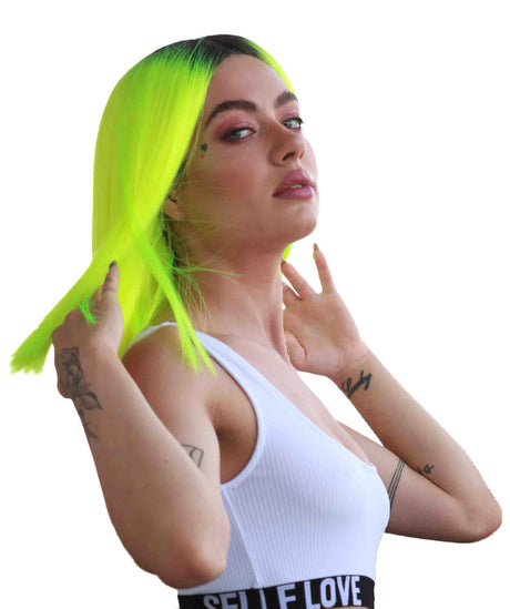 See Me Women's Mid Length Lace Front Straight Hair With Dark Roots - Adult Fashion Wigs | Nunique