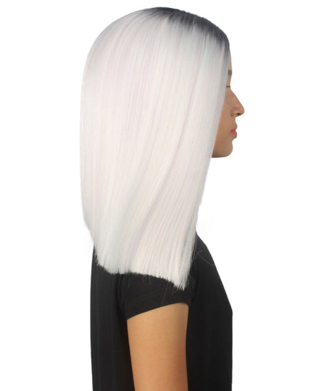 Lena Women's Shoulder Length Lace Front Straight Hair With Dark Roots - Adult Fashion Wigs | Nunique