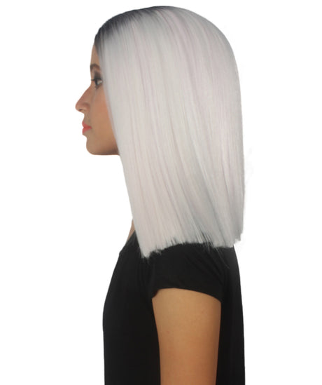 Lena Women's Shoulder Length Lace Front Straight Hair With Dark Roots - Adult Fashion Wigs | Nunique