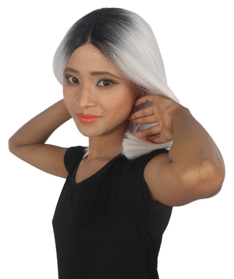 Lena Women's Shoulder Length Lace Front Straight Hair With Dark Roots - Adult Fashion Wigs | Nunique