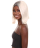 Nunique Adult Women's 12" In. Socialite Wig - Shoulder Length Platinum White Hair With Dark Roots