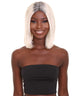 Nunique Adult Women's 12" In. Socialite Wig - Shoulder Length Platinum White Hair With Dark Roots