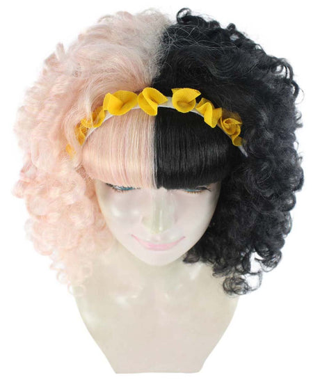 Women's Two-Tone Dolly Shirley Temple Ringlets with Yellow Petal Crown - Halloween Wigs | HPO