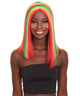 Nunique Adult Women's 14" In. Stylish Ghana Pride Wig - Shoulder Length Red Gold and Green Hair