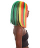 Nunique Adult Women's 14" In. Stylish Ghana Pride Wig - Shoulder Length Red Gold and Green Hair