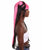 HPO Adult Women's half up Side Buns Wig - Long Length Black with Pink highlights