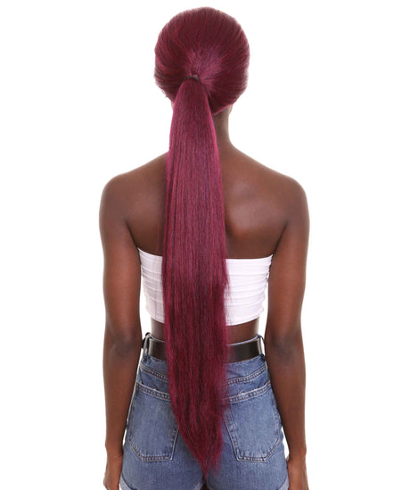 Nunique Adult Women's 30" In. No Press Rapper Wig - Extra Long Length Dark Purple Hair With Ponytail