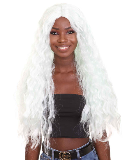 Nunique Adult Women's 27" In. Say So Rapper Wig - Extra Long Length Platinum Silver Wavy Hair