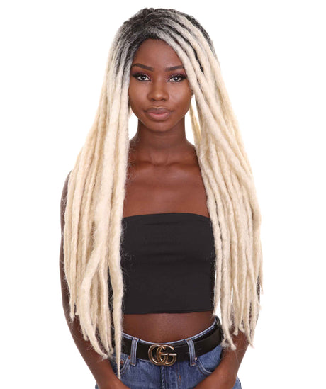 Nunique Adult Women's 28" In. American Singer Dreadlocks Wig - Long Length Beach Blonde Hair With Dark Roots