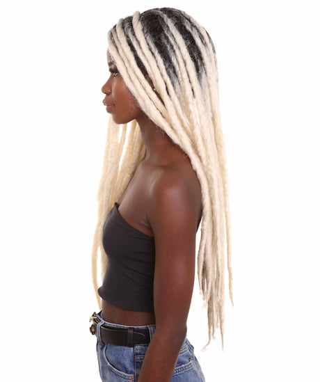 Nunique Adult Women's 28" In. American Singer Dreadlocks Wig - Long Length Beach Blonde Hair With Dark Roots
