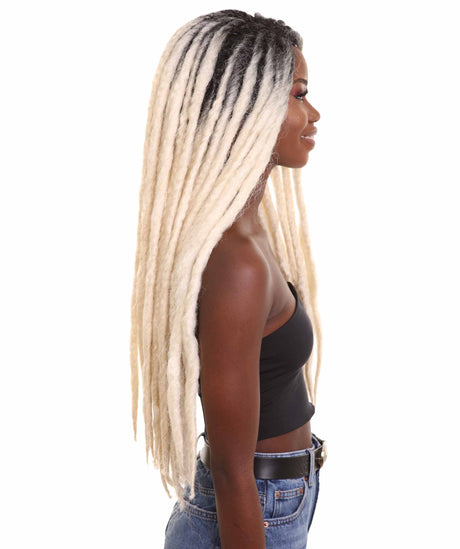 Nunique Adult Women's 28" In. American Singer Dreadlocks Wig - Long Length Beach Blonde Hair With Dark Roots