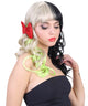 Women's Long Two Tone Curls with Red Ribbons and Neon Peekaboo - Celebrity Wigs | HPO