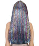 Women's Long Rainbow Tinsel Wig with Silver Bangs - Halloween Wigs | HPO