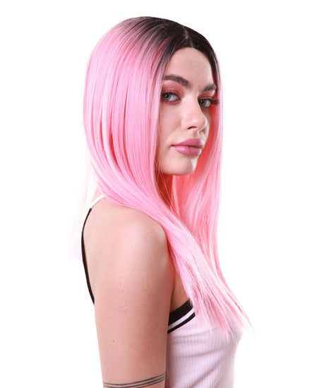 Rachelle Long Straight Center Part Lace Front with Dark Roots - Adult Fashion Wigs | Nunique