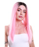 Rachelle Long Straight Center Part Lace Front with Dark Roots - Adult Fashion Wigs | Nunique
