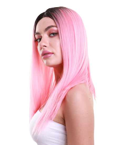 Rachelle Long Straight Center Part Lace Front with Dark Roots - Adult Fashion Wigs | Nunique