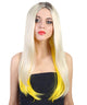 Long Blonde Peekaboo Center Part with Dark Roots - Halloween Wigs | HPO