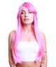 Women's Long Hot Pink Wig with Side Bangs  - Halloween Wigs | HPO