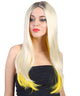 Long Blonde Peekaboo Center Part with Dark Roots - Halloween Wigs | HPO
