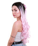 Saldana Long Loose Pastel Lace Front Curls with Dark Roots and Bun - Adult Fashion Wigs | Nunique
