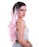 Saldana Long Loose Pastel Lace Front Curls with Dark Roots and Bun - Adult Fashion Wigs | Nunique