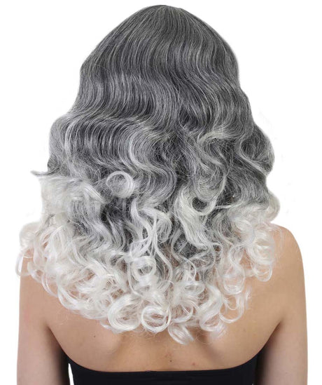 Vivien - Women's Silver and White Ombre Casual Marcel Curls -  Adult Halloween Wigs | HPO