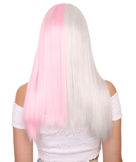 Adult Women's 20" Inch Long Length Straight 4x4 Lace Front Natural 2-Tone Pink White Icon Beauty Wig, 100% Heat Resistant Fibers, Perfect for your Everyday Wear and Styling to your Expectations! -   Wig,  | NU