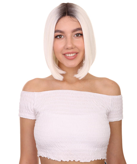 Irina Women's Shoulder Length Lace Front Bob with Dark Roots - Adult Fashion Wigs | Nunique
